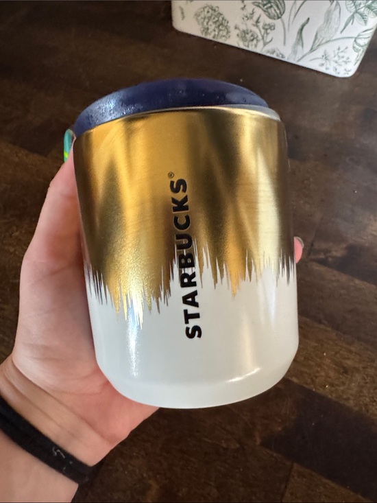 Starbucks Other - Starbucks Gold, White & Navy Travel Tumbler